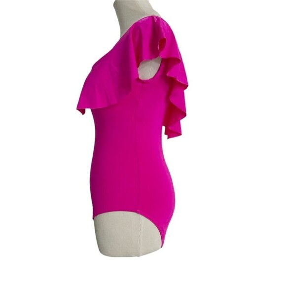 Trina Turk Size 2  One Piece Off The Shoulder Bathing Suit Swimwear Ruffle - Picture 6 of 9